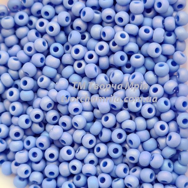 34020 matte Чешский бисер Preciosa 10/0 голубой радужный непрозрачный матовый 34020 matte фото