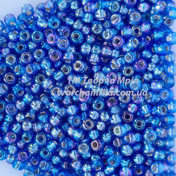 37039 Чешский бисер Preciosa 10/0 голубой прозрачный с блестящей радужной серединкой 37039 фото