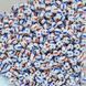 03930 / 2 сорт Чешский бисер Preciosa 10/0 белый с красно-синими полосками 03930 / 2 сорт фото 2