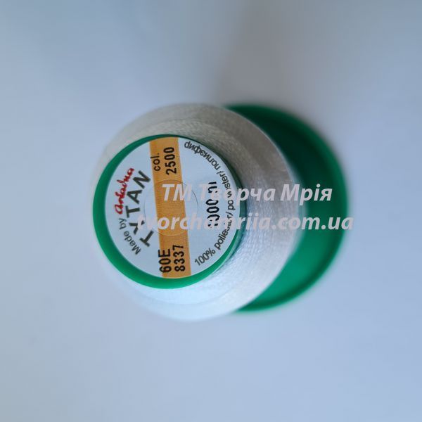 Нитка для бісеру TYTAN 60 №2500 біла 1000 м 000000782 фото