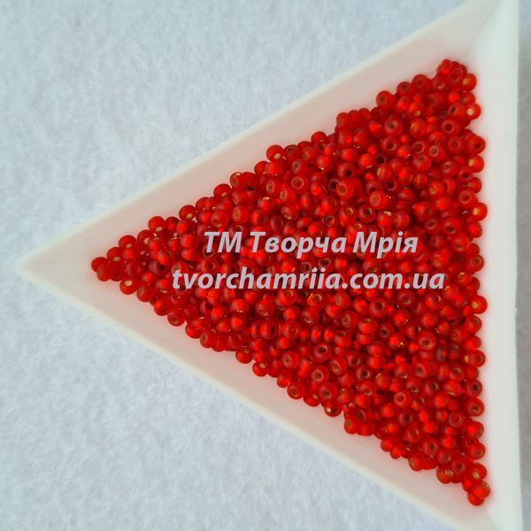 97050 matte Чеський бісер Preciosa 10/0 червоний з блискучим срібним отвором МАТОВИЙ 97050 matte фото
