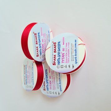Нитка для бисера TYTAN 60 №63332 красная карминовая 60 м (Spark Beads) 000002228 фото