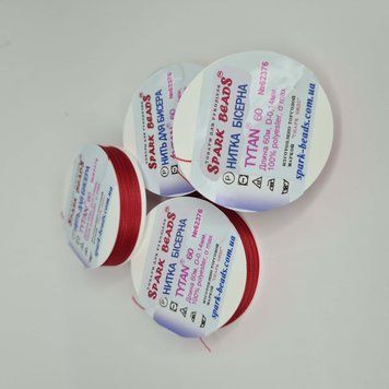 Нитка Spark beads для бісеру TYTAN 60 №62376 червона 60 м