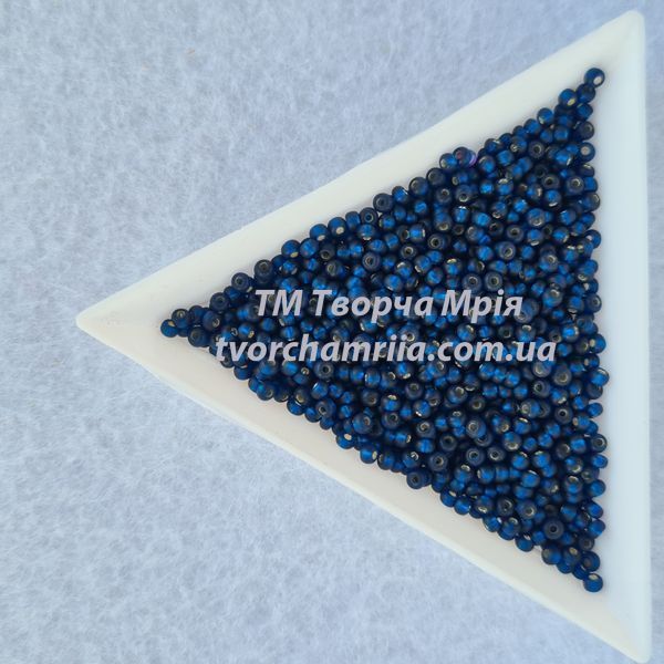 67100 matte Чеський бісер Preciosa 10/0 темно-синій блискучий прозорий зі срібною серединкою МАТОВИЙ 67100 matte фото