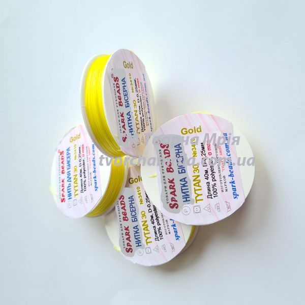 Нитка для бісеру TYTAN 30 №3410 GOLD Жовта 40 м  (Spark Beads) 000002420 фото