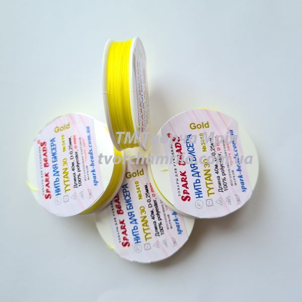 Нитка для бісеру TYTAN 30 №3410 GOLD Жовта 40 м  (Spark Beads) 000002420 фото