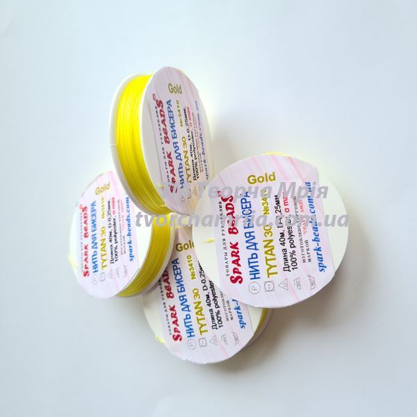 Нитка для бісеру TYTAN 30 №3410 GOLD Жовта 40 м  (Spark Beads) 000002420 фото