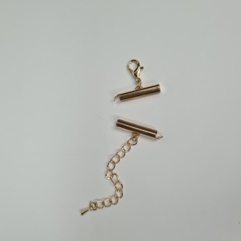 Кінцевик-трубочка слайдер для браслетів 2 см з ланцюжком золото (комплект) 000000692 фото