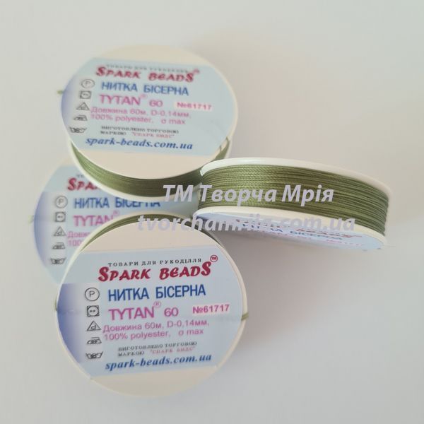 Нить для бисера TYTAN 60 №61717 зелёный болотный 60 м (Spark Beads)