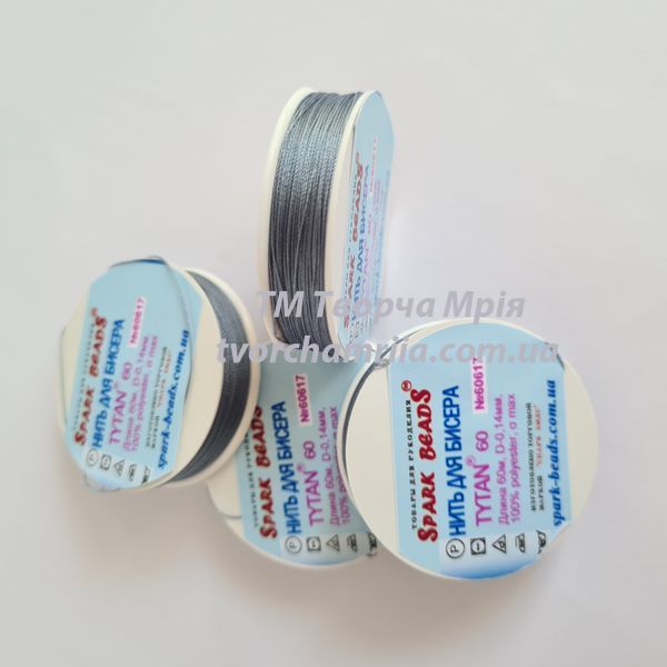 Нитка для бісеру TYTAN 60 №60617 сіра 60 м (Spark Beads) 000002230 фото